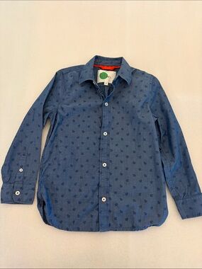 Boden Navy Blue Boys' Long-Sleeve Printed Button-Down Shirt